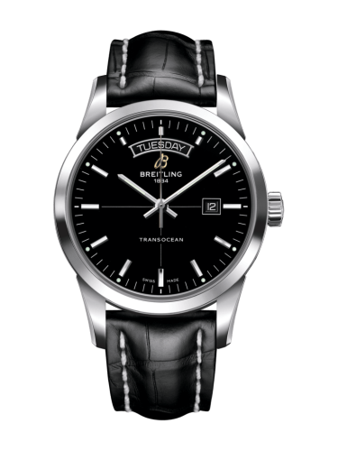 Breitling Transocean Day & Date Stainless Steel / Black / Croco / Pin A4531012/BB69/743P/A20BA.1