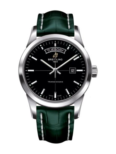 Breitling Transocean Day & Date Stainless Steel / Black / Croco / Pin A4531012/BB69/748P/A20BA.1