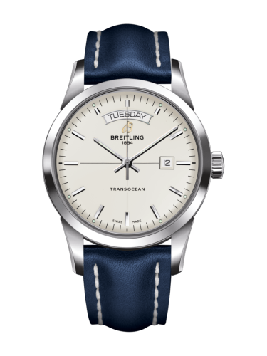 Breitling Transocean Day & Date Stainless Steel / Silver / Calf / Pin A4531012/G751/105X/A20BA.1