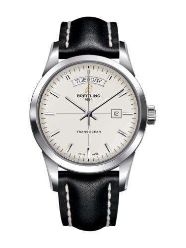 Breitling Transocean Day & Date Stainless Steel / Silver / Calf / Folding A4531012/G751/436X/A20D.1