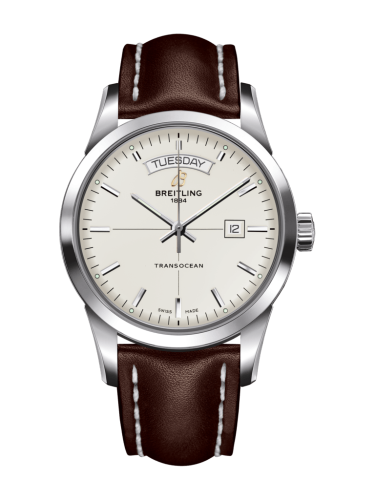 Breitling Transocean Day & Date Stainless Steel / Silver / Calf / Folding A4531012/G751/438X/A20D.1