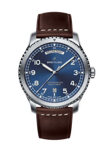 Breitling Navitimer 8 Automatic Day & Date 41 Stainless Steel / Blue / Brown Calf / Pin A45330101C1X2