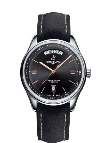 Breitling Premier Automatic Day & Date 40 Stainless Steel / Black / Nubuck Anthracite / Folding A45340241B1X1
