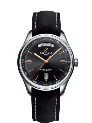 Breitling Premier Automatic Day & Date 40 Stainless Steel / Black / Nubuck Black / Folding A45340241B1X2