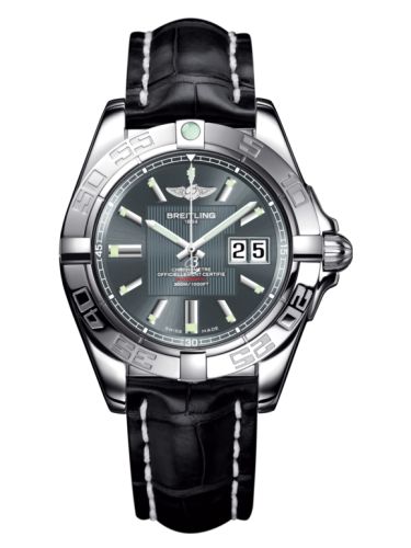Breitling Galactic 41 Stainless Steel / Tomcat Gray / Croco A49350L2.F549.728P