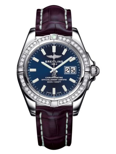 Breitling Galactic 41 Stainless Steel / Diamond / Horizon Blue / Croco A49350LA.C929.720P