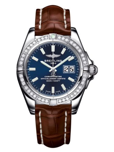 Breitling Galactic 41 Stainless Steel / Diamond / Horizon Blue / Croco A49350LA.C929.722P