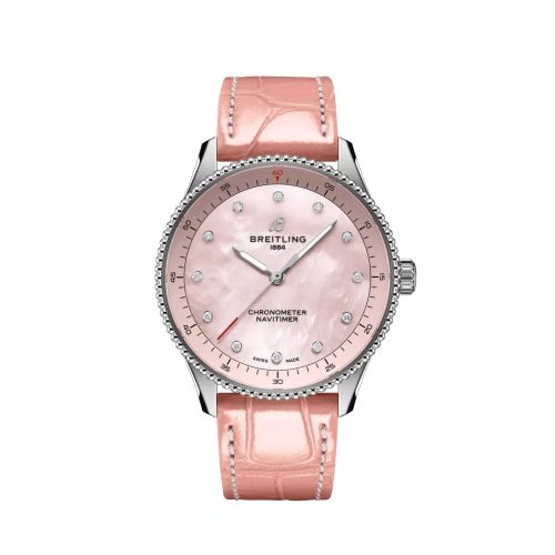 Breitling Navitimer Quartz 32 Stainless Steel / Pink MOP / Alligator A77320D91K1P1