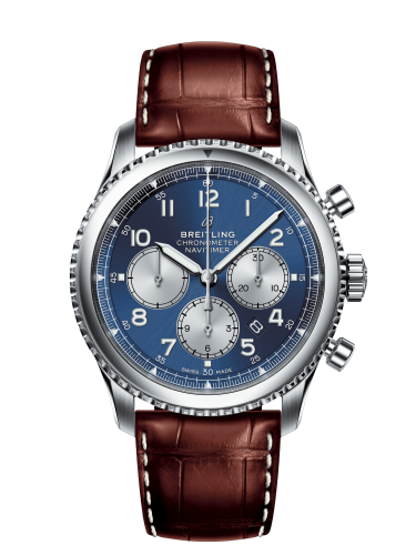 Breitling Navitimer 8 B01 Chronograph 43 Stainless Steel / Blue / Brown Croco AB0117131C1P2