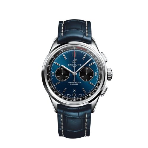Breitling Premier B01 Chronograph 42 Stainless Steel / Blue / Croco / Pin AB0118221C1P2