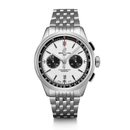 Breitling Premier B01 Chronograph 42 Stainless Steel / Silver / Croco / Pin AB0118221G1A1
