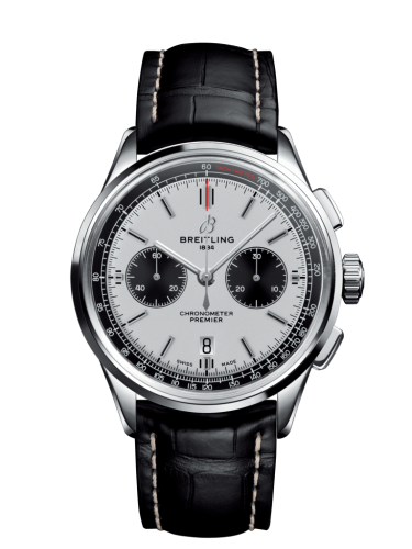 Breitling Premier B01 Chronograph 42 Stainless Steel / Silver / Croco / Pin AB0118221G1P2