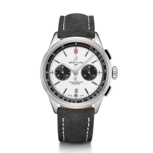 Breitling Premier B01 Chronograph 42 Stainless Steel / Silver / Anthracite Nubuck / Pin AB0118221G1X2