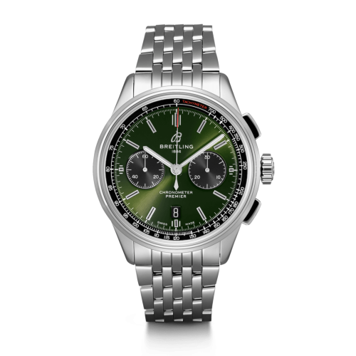 Breitling Premier B01 Chronograph 42 Bentley Stainless Steel / Green / Calf / Bracelet AB0118A11L1A1