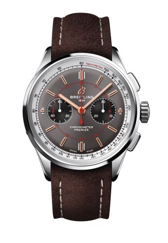 Breitling Premier B01 Chronograph 42 Stainless Steel / Wheels and Waves / Nubuck / Folding AB0118A31B1X1