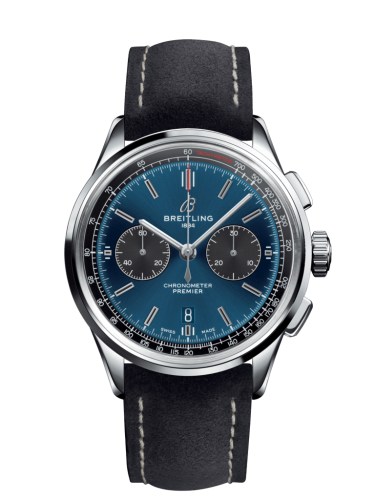 Breitling Premier B01 Chronograph 42 Stainless Steel / Blue / Anthracite Nubuck / Pin AB0118A61C1X4