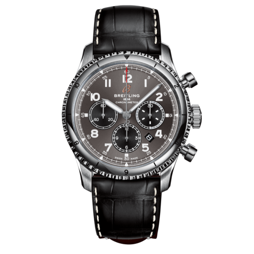 Breitling Aviator 8 B01 Chronograph 43 Stainless Steel / Anthracite / Croco / Folding AB0119131B1P2