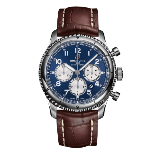 Breitling Aviator 8 B01 Chronograph 43 Stainless Steel / Blue / Croco / Folding AB0119131C1P4