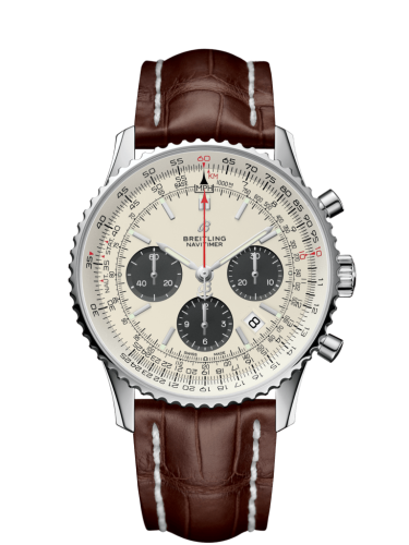 Breitling Navitimer 1 B01 Chronograph 43 Stainless Steel / Silver / Croco / Folding AB0121211G1P2