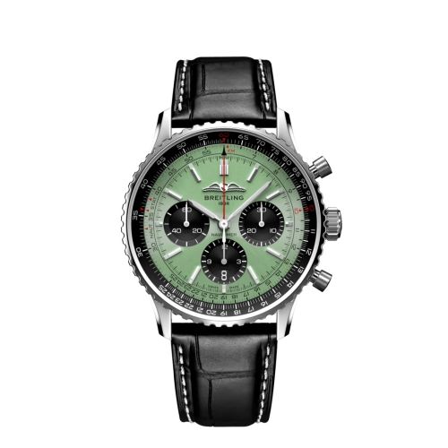 Breitling Navitimer B01 Chronograph 43 Stainless Steel / Mint Green / Alligator - Folding AB0138241L1P1