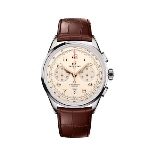 Breitling Premier B01 Chronograph 42 Stainless Steel / Cream / Alligator - Matte AB0145211G1P2