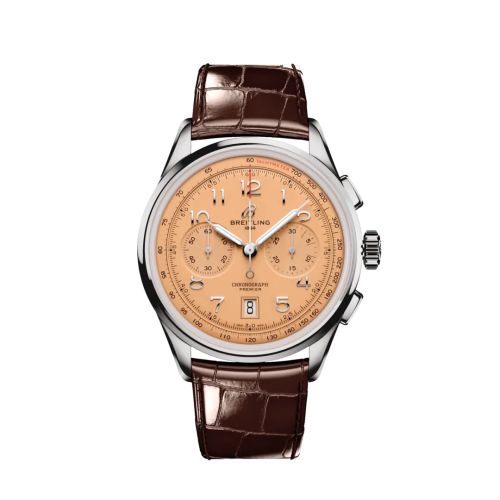 Breitling Premier B01 Chronograph 42 Stainless Steel / Pink / Alligator AB0145331K1P1