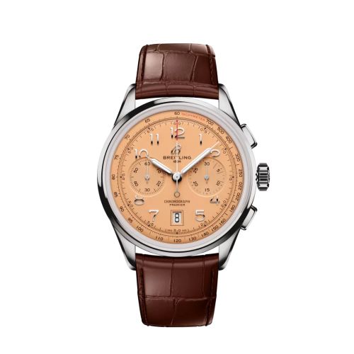 Breitling Premier B01 Chronograph 42 Stainless Steel / Pink / Alligator - Matte AB0145331K1P2