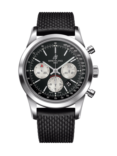 Breitling Transocean Chronograph Stainless Steel / Reverse Panda / Rubber / Folding AB0152121B1S1