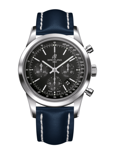 Breitling Transocean Chronograph Stainless Steel / Black / Calf / Folding AB015212/BA99/112X/A20D.1