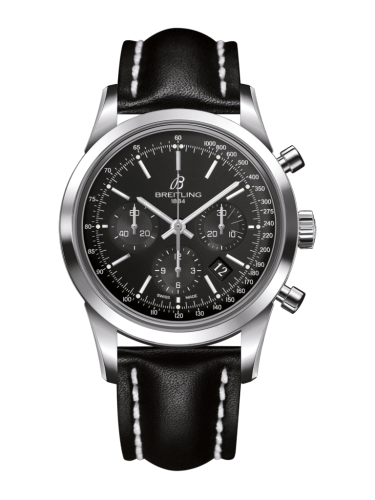 Breitling Transocean Chronograph Stainless Steel / Black / Calf / Folding AB015212/BA99/436X/A20D.1