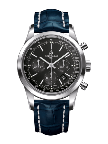 Breitling Transocean Chronograph Stainless Steel / Black / Croco / Folding AB015212/BA99/732P/A20D.1
