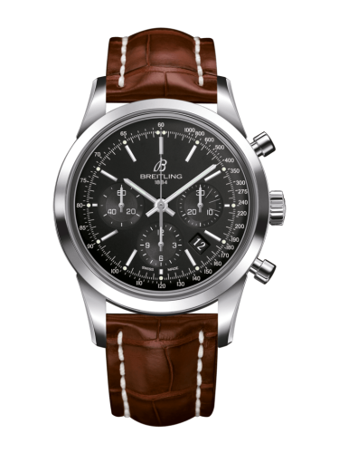 Breitling Transocean Chronograph Stainless Steel / Black / Croco / Pin AB015212/BA99/737P/A20BA.1