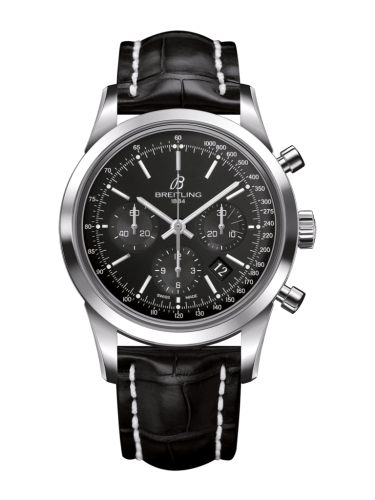 Breitling Transocean Chronograph Stainless Steel / Black / Croco / Folding AB015212/BA99/744P/A20D.1