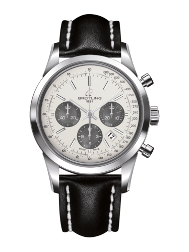 Breitling Transocean Chronograph Stainless Steel / Panda / Calf / Folding AB015212/G724/436X/A20D.1