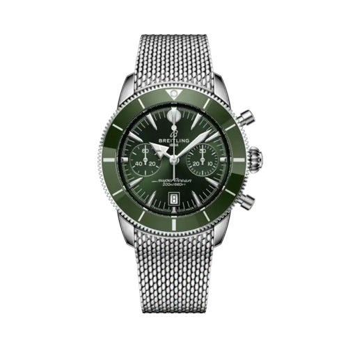 Breitling Superocean Heritage B01 Chronograph 42 Stainless Steel / Green / Milanese AB0156361L1A1