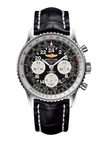 Breitling Cosmonaute Stainless Steel / Black / Croco AB0210B4.BC36.743P