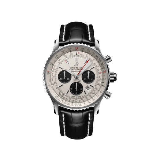 Breitling Navitimer Rattrapante Stainless Steel / Silver / Croco / Pin AB0310211G1P2