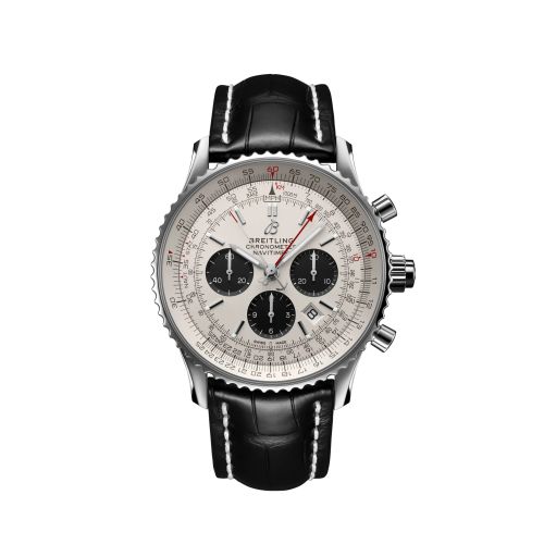 Breitling Navitimer Rattrapante Stainless Steel / Silver / Alligator / Pin AB0311211G1P2