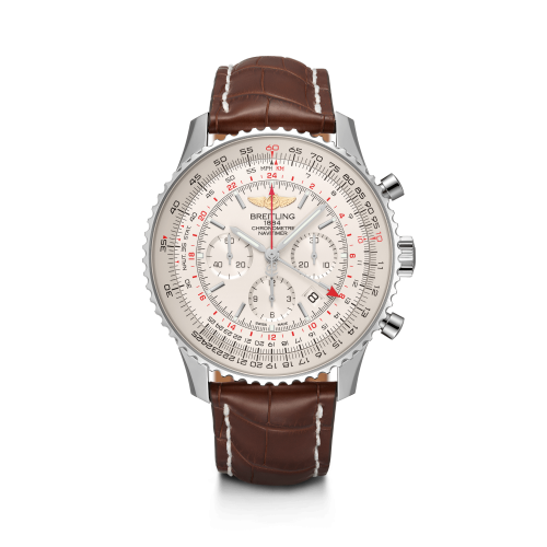 Breitling Navitimer GMT Stainless Steel / Silver / Croco / Pin AB0441211G1P1