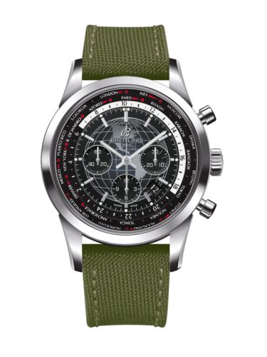 Breitling .Transocean Chronograph Unitime Stainless Steel / Black / Military AB0510U4.BE84.105W.
