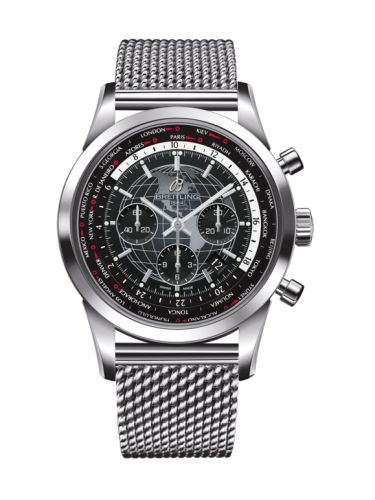 Breitling Transocean Chronograph Unitime Stainless Steel / Black / Milanese AB0510U4.BE84.152A