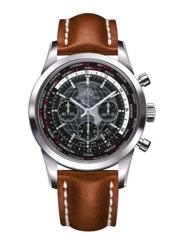 Breitling Transocean Chronograph Unitime Stainless Steel / Black / Calf AB0510U4.BE84.439X