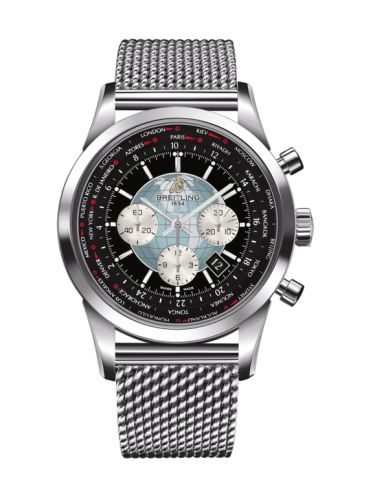 Breitling Transocean Chronograph Unitime Stainless Steel / Black / Milanese AB0510U4B.B62.152A