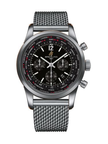 Breitling Transocean Chronograph Unitime Pilot Stainless Steel / Black / Milanese AB0510U60.BC26.159A