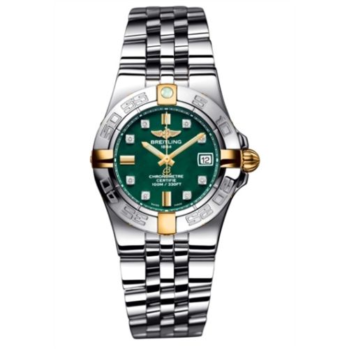 Breitling Galactic 30 Two Tone Green / Diamond / Bracelet B71340L2.L517.368A