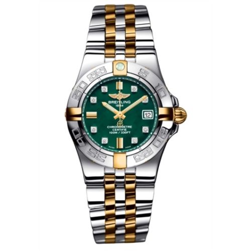Breitling Galactic 30 Two Tone Green / Diamond / Two Tone Bracelet B71340L2.L517.368D