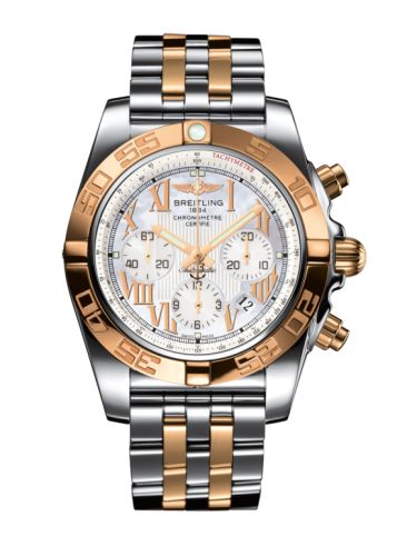 Breitling Chronomat 44 Stainless Steel / Rose Gold / Pearl Roman / Bracelet CB011012/A693/375C