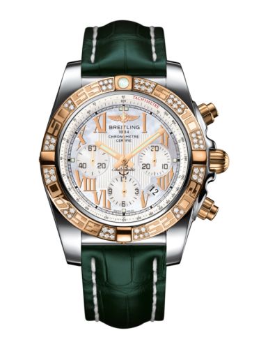 Breitling Chronomat 44 Stainless Steel / Rose Gold / Diamond / Pearl Roman / Croco CB0110AA.A693.748P