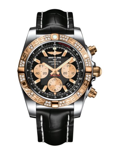 Breitling Chronomat 44 Stainless Steel / Rose Gold / Diamond / Onyx Black / Croco CB0110AA.B968.743P|