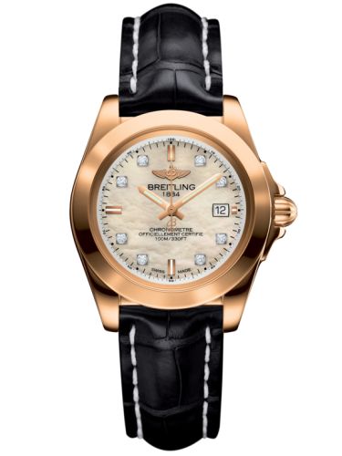 Breitling Galactic 32 Sleek Edition Rose Gold / Pearl Diamond / Croco H7133012.A803.777P
